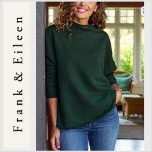 LN Frank & Eileen Effie Long Sleeve Funnel Neck Capelet Evergreen Green L